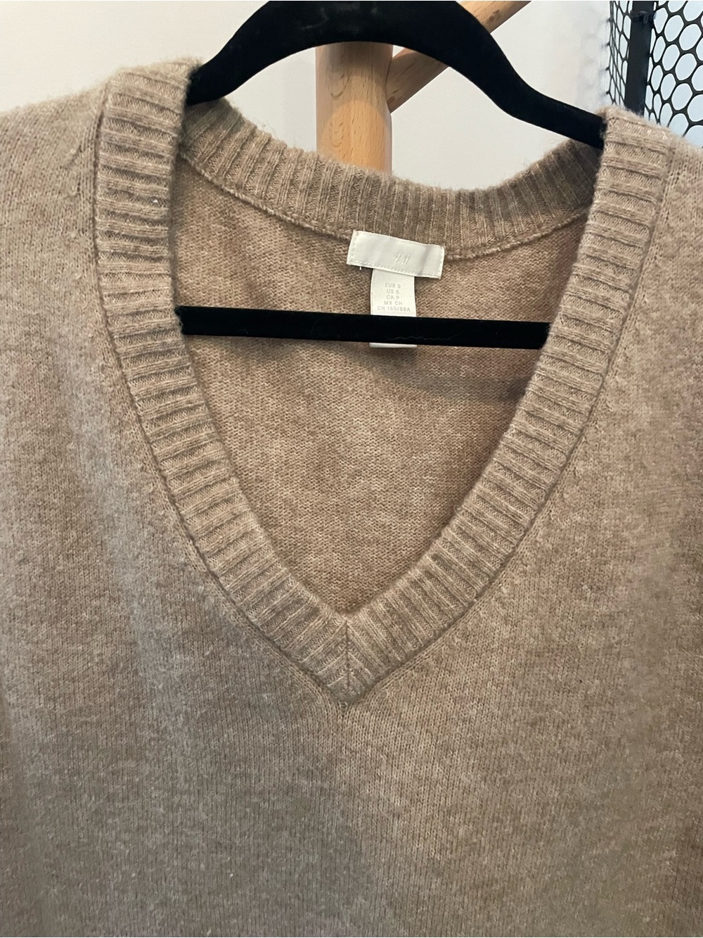 V-Neck Knit Sweater Vest in Beige - Picture 3 of 3